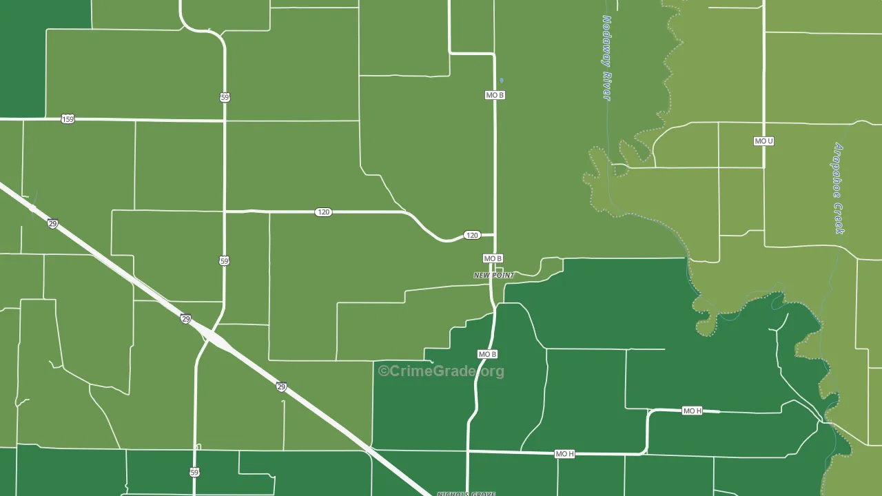 New Point, MO Map of Vehicle Theft Rates