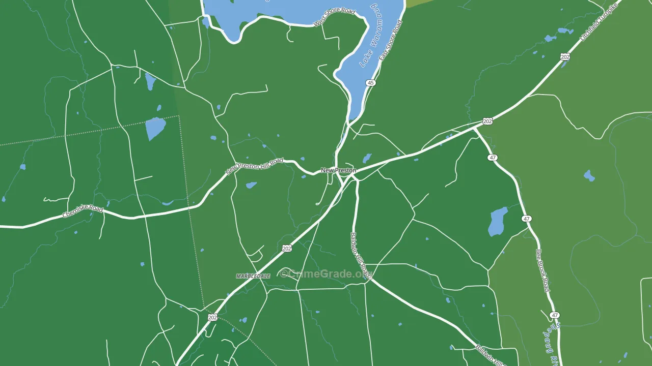 New Preston, CT Map of Vehicle Theft Rates