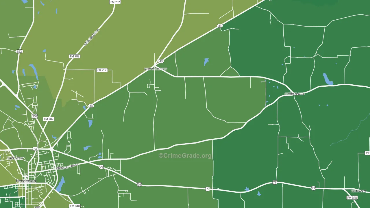 New Prospect, TX Map of Vehicle Theft Rates