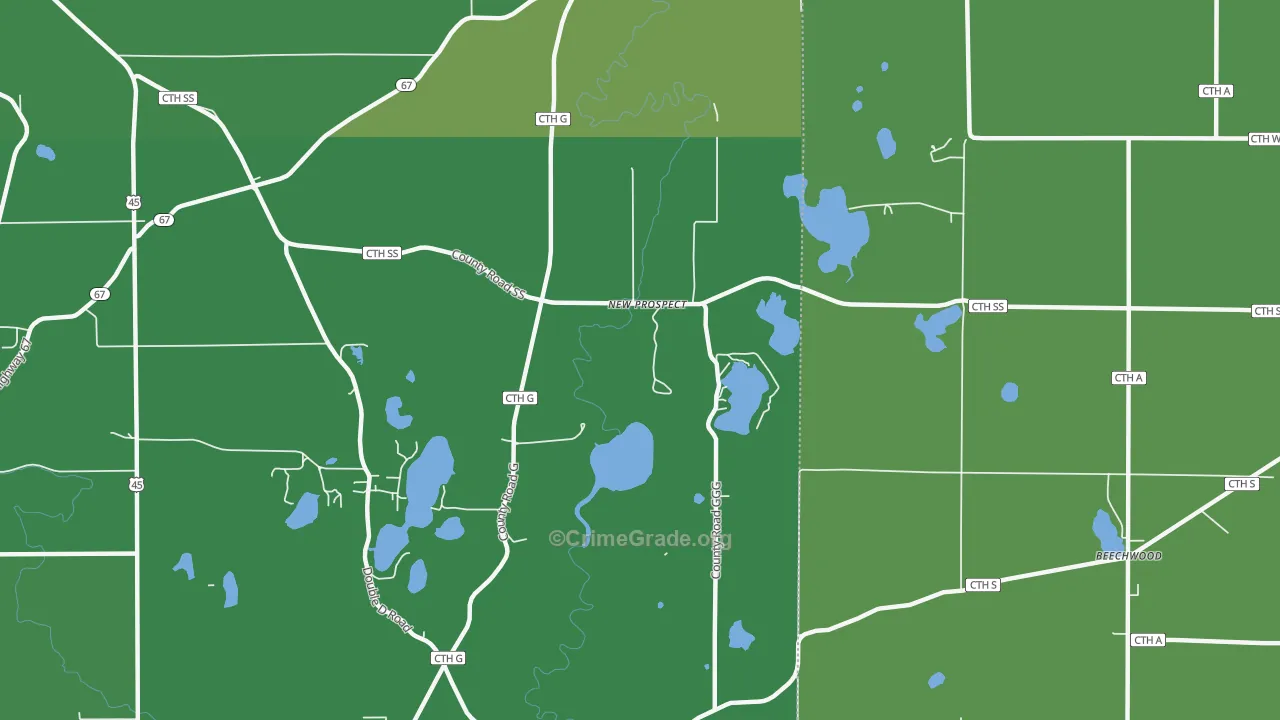 New Prospect, WI Map of Vehicle Theft Rates