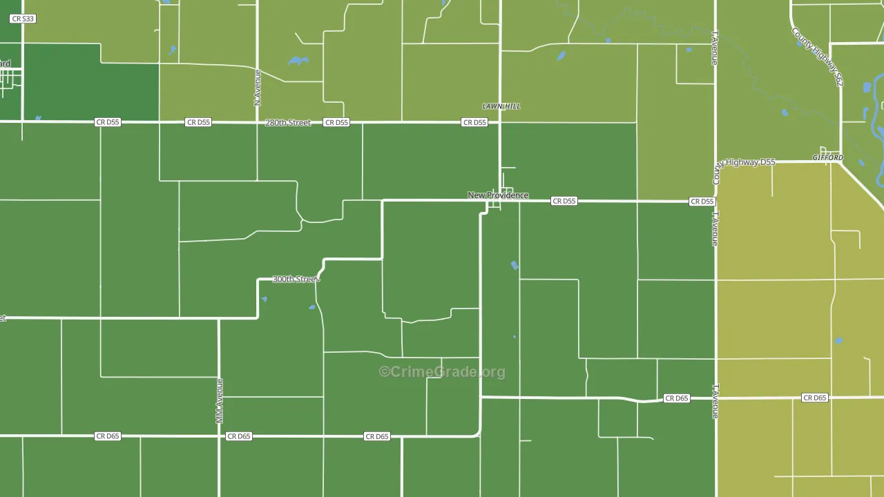 New Providence, IA Map of Vehicle Theft Rates