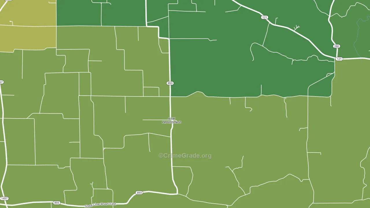 New Providence, KY Map of Vehicle Theft Rates