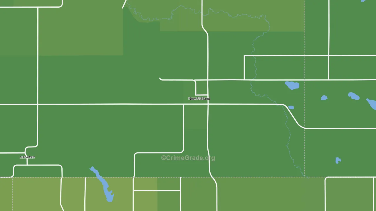 New Richland, MN Map of Vehicle Theft Rates