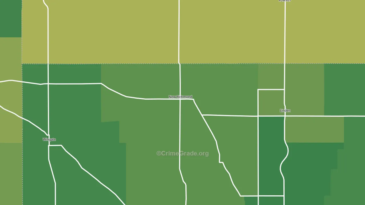 New Richmond, IN Map of Vehicle Theft Rates