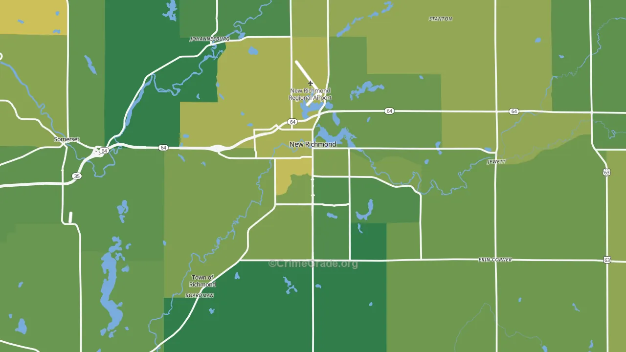 New Richmond, WI Map of Vehicle Theft Rates