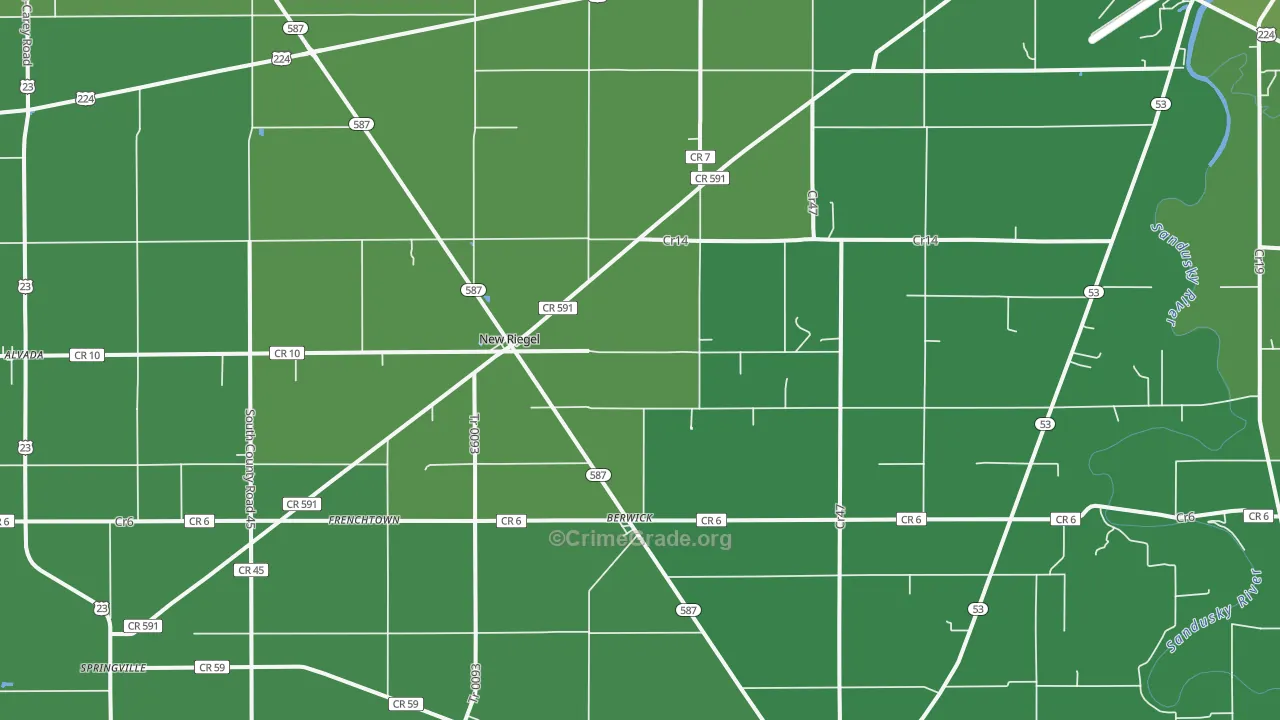 New Riegel, OH Map of Vehicle Theft Rates