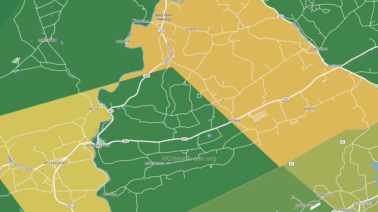 New Ringgold, PA Map of Vehicle Theft Rates