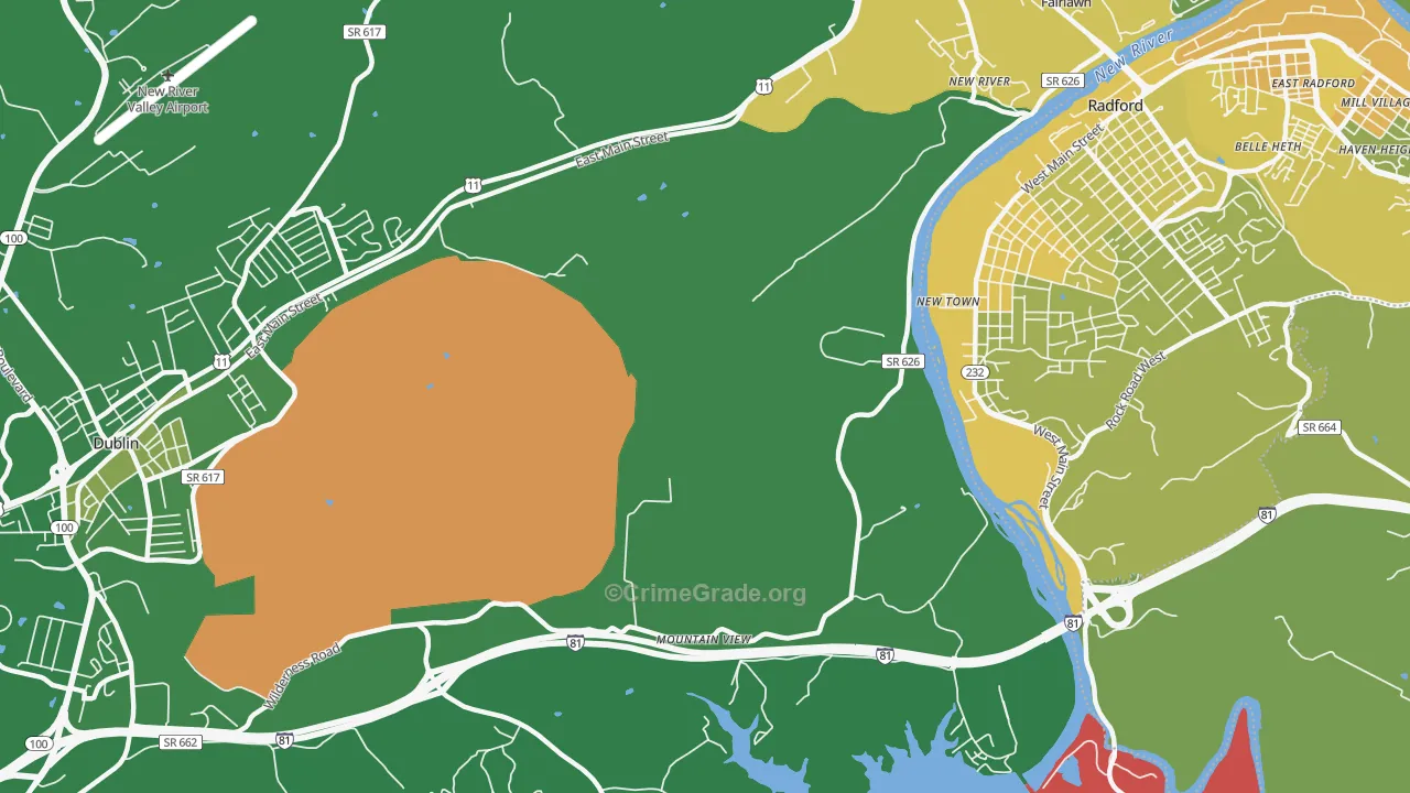 New River, VA Map of Vehicle Theft Rates