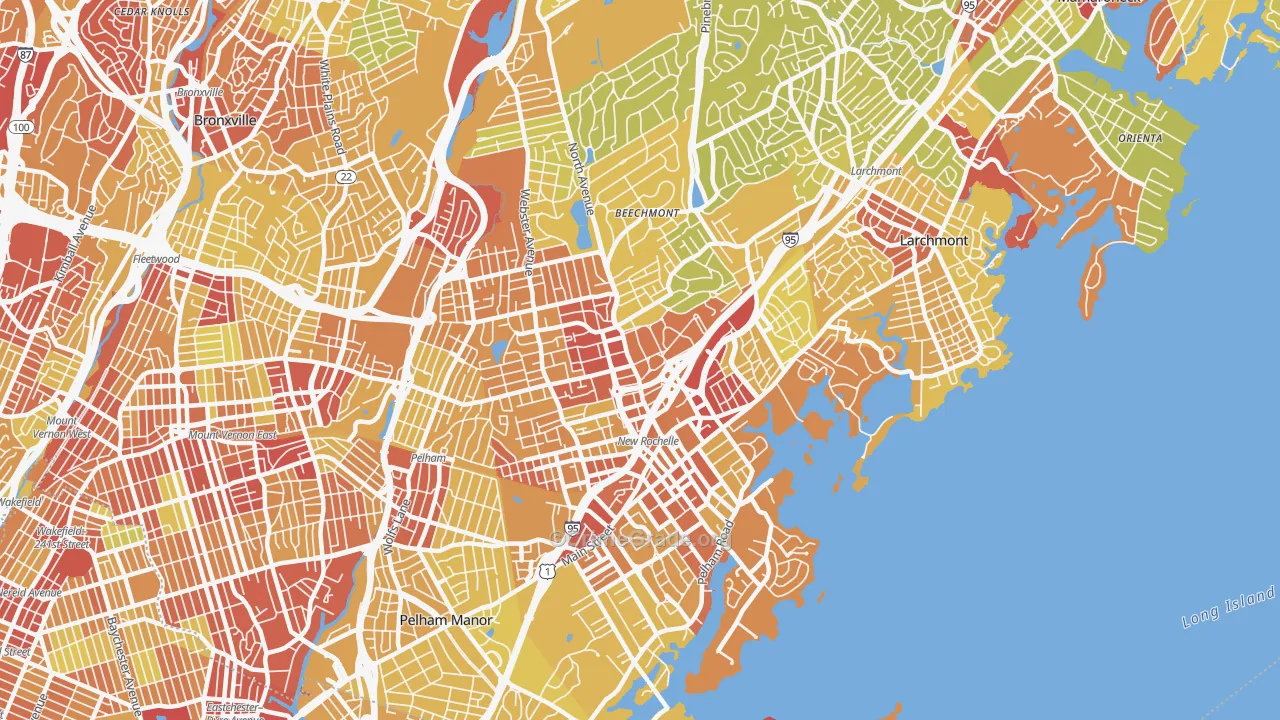 New Rochelle, NY Map of Vehicle Theft Rates