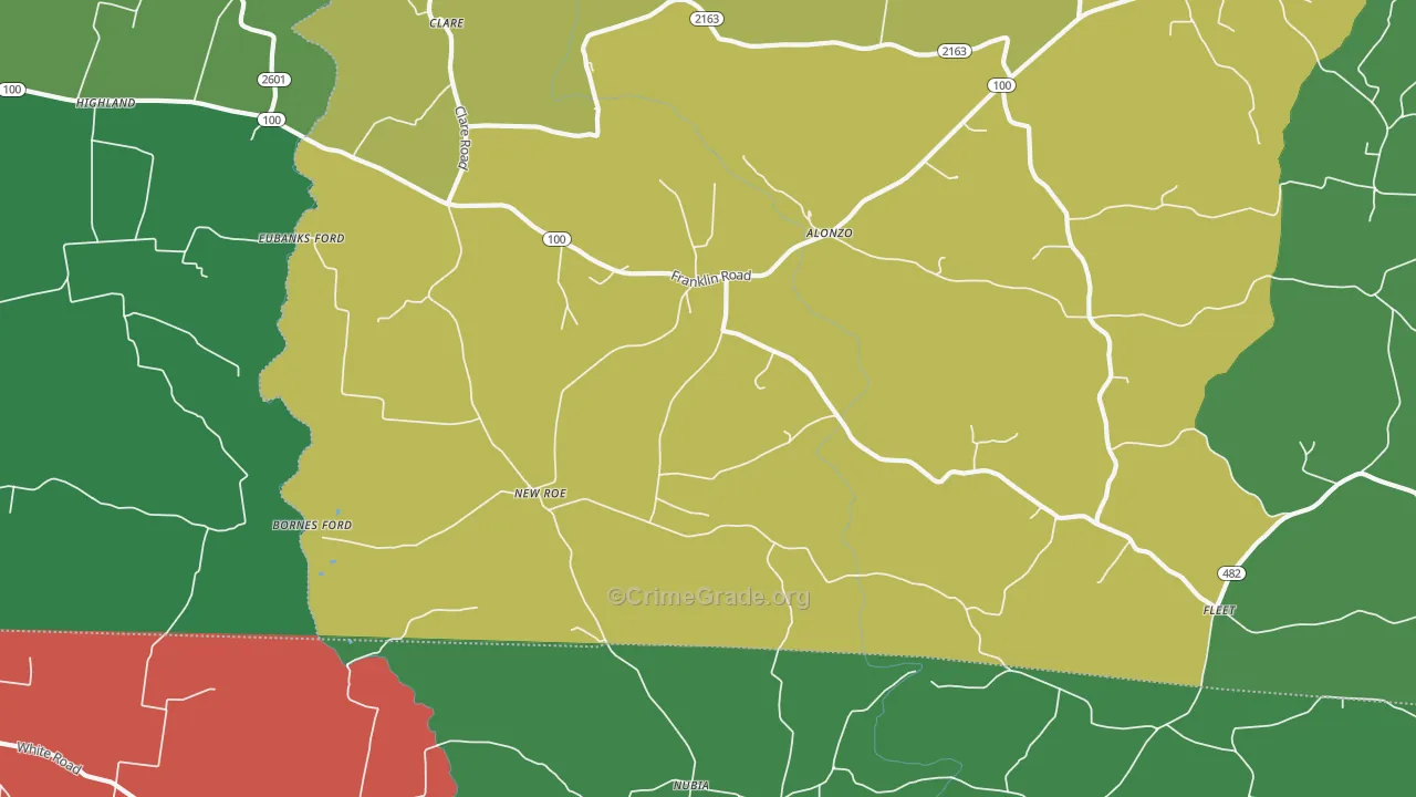 New Roe, KY Map of Vehicle Theft Rates