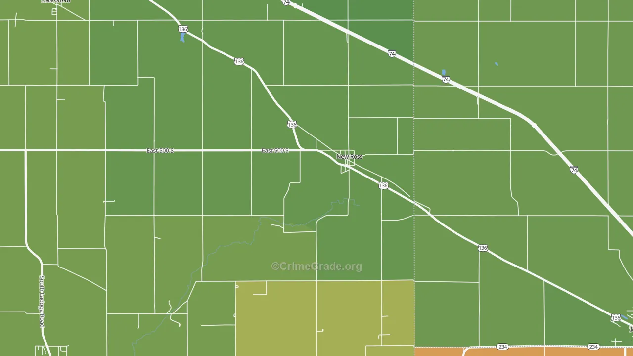 New Ross, IN Map of Vehicle Theft Rates