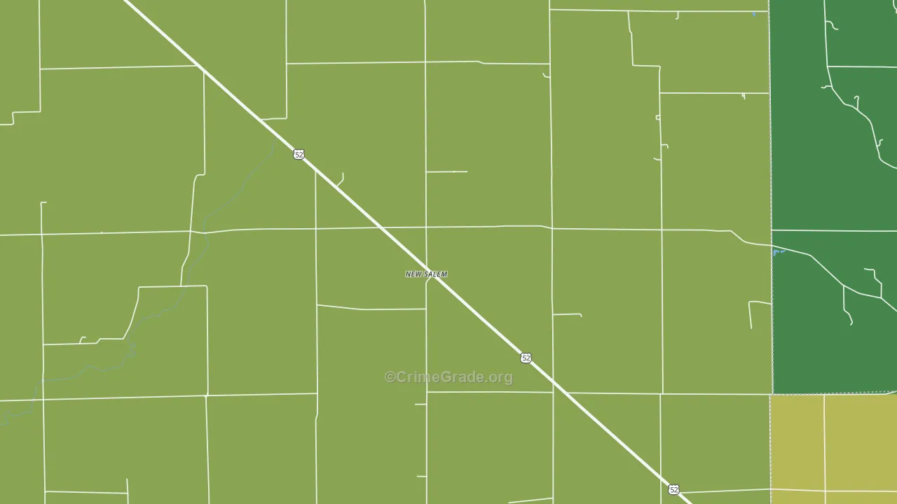 New Salem, IN Map of Vehicle Theft Rates