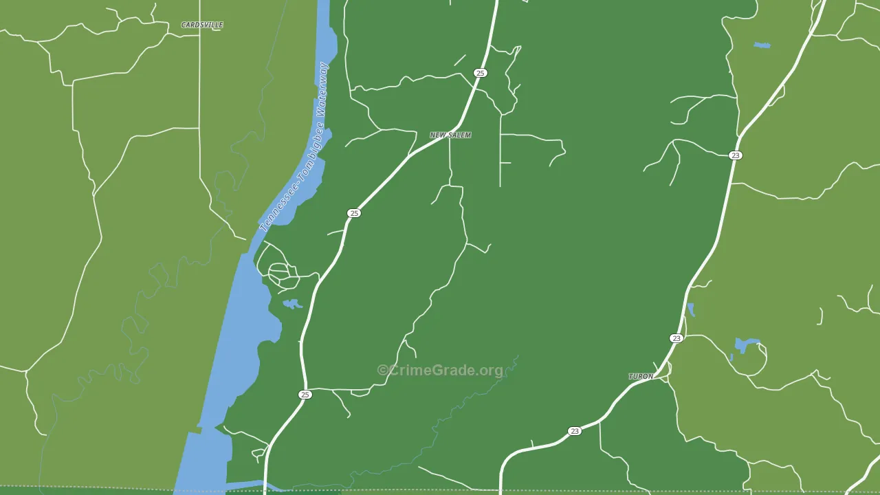 New Salem, MS Map of Vehicle Theft Rates