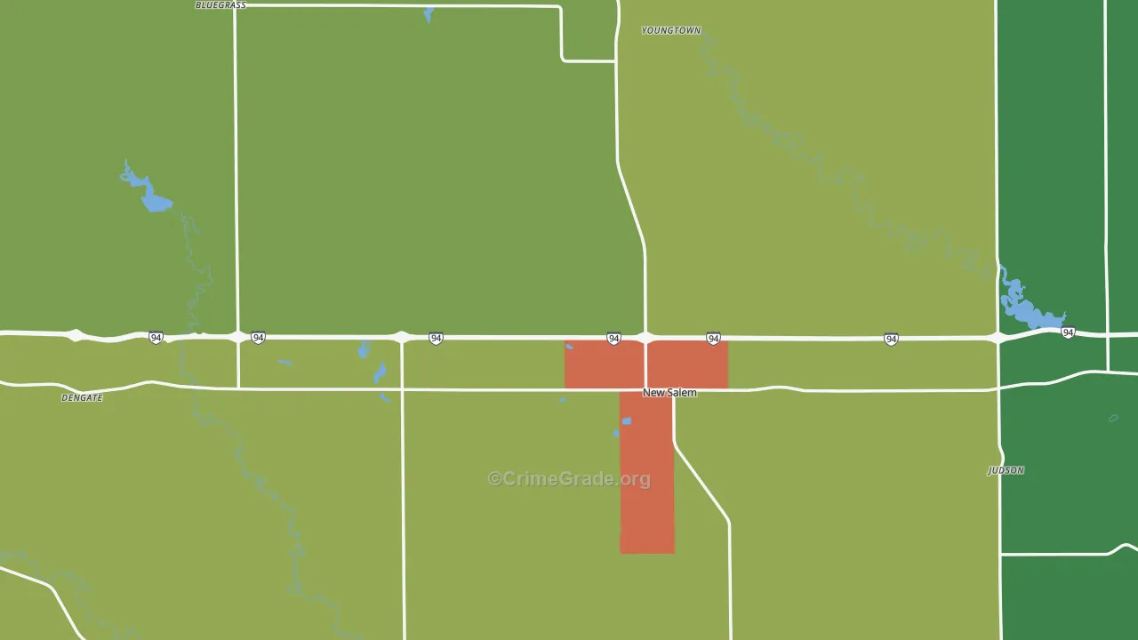 New Salem, ND Map of Vehicle Theft Rates