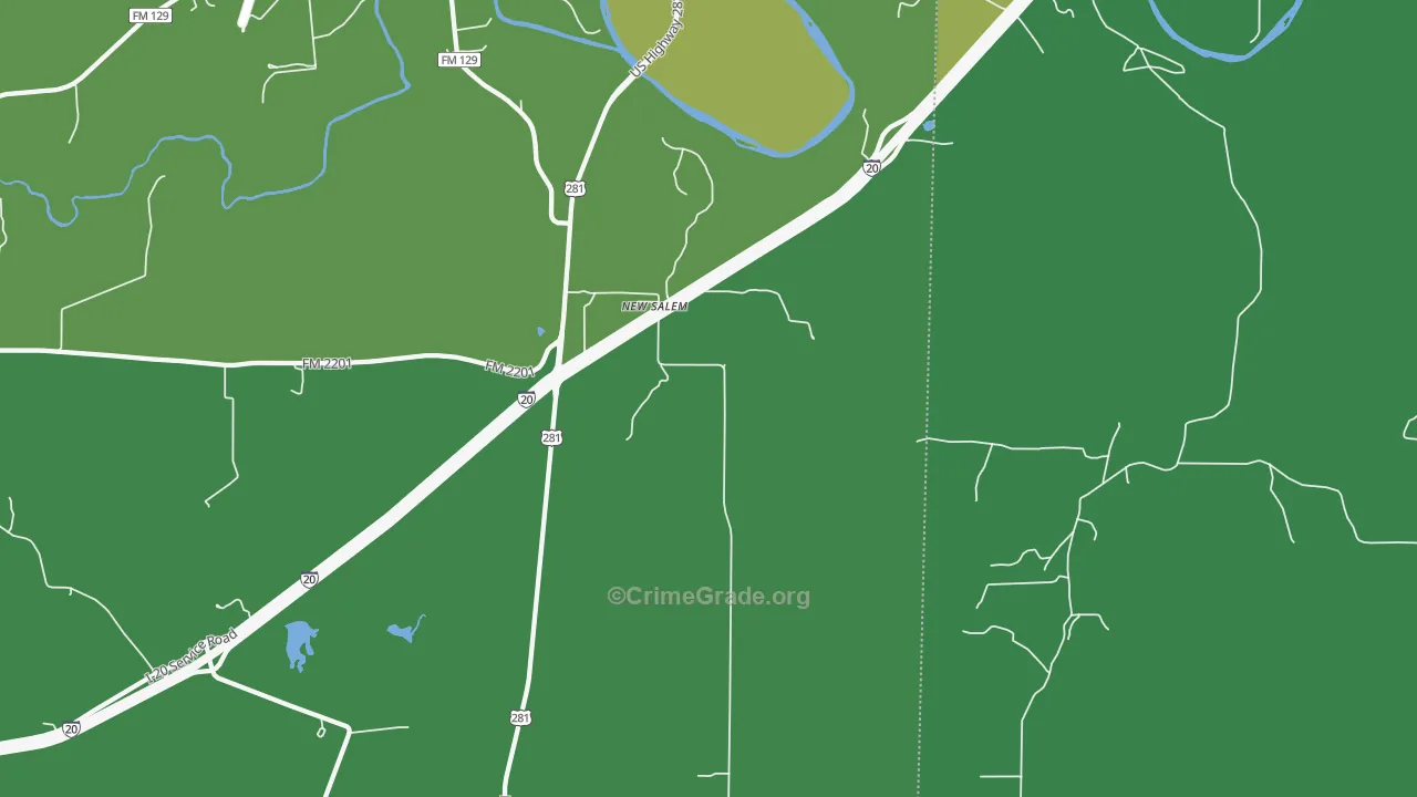 New Salem, TX Map of Vehicle Theft Rates