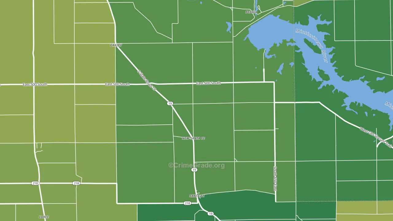 New Santa Fe, IN Map of Vehicle Theft Rates