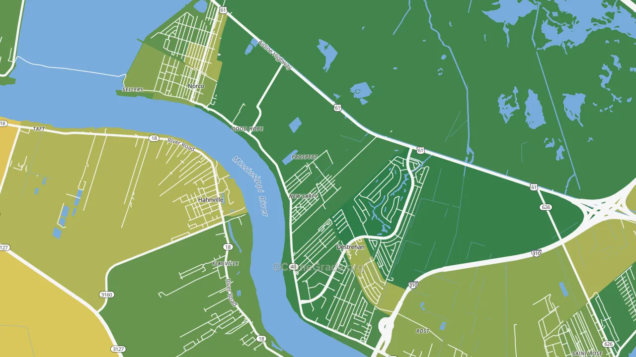 New Sarpy, LA Map of Vehicle Theft Rates