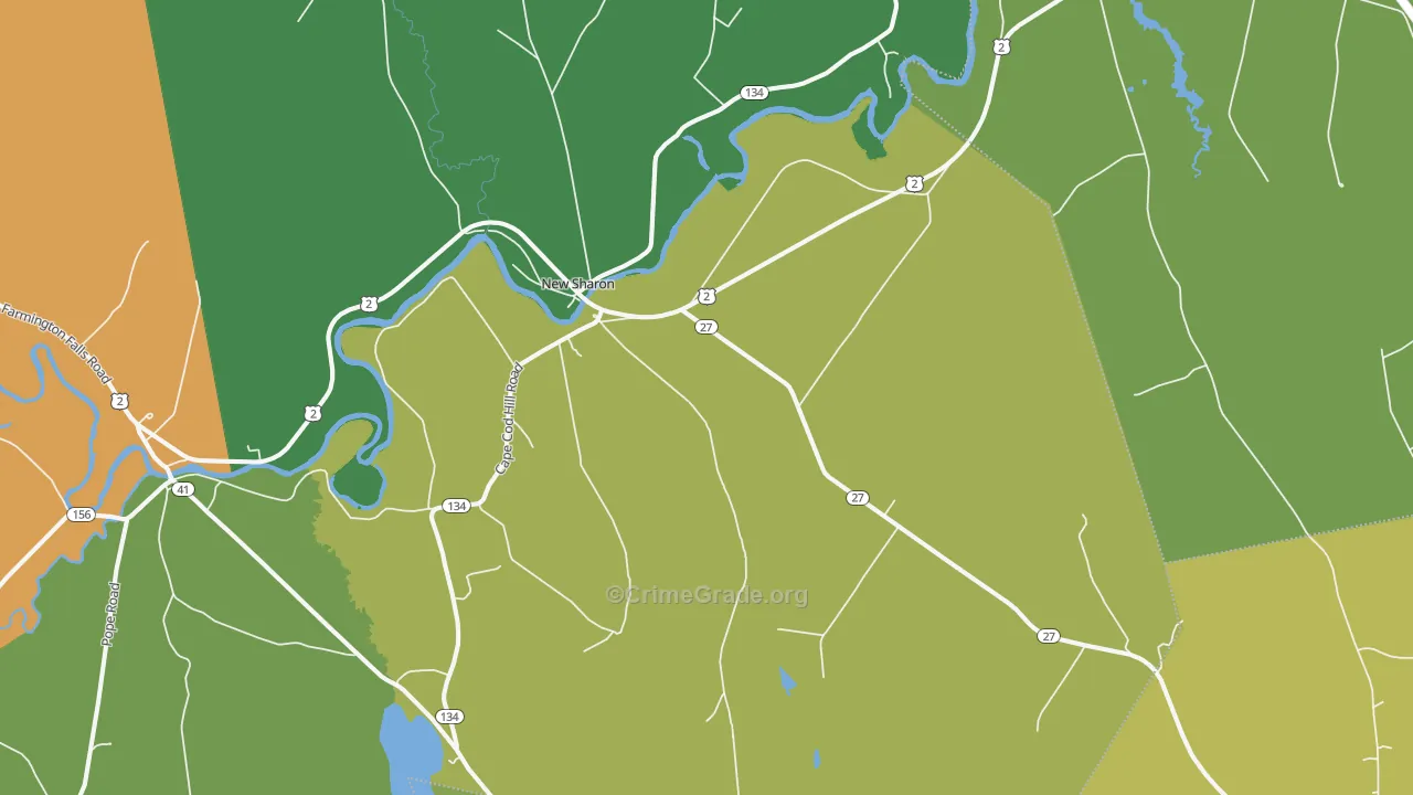 New Sharon, ME Map of Vehicle Theft Rates