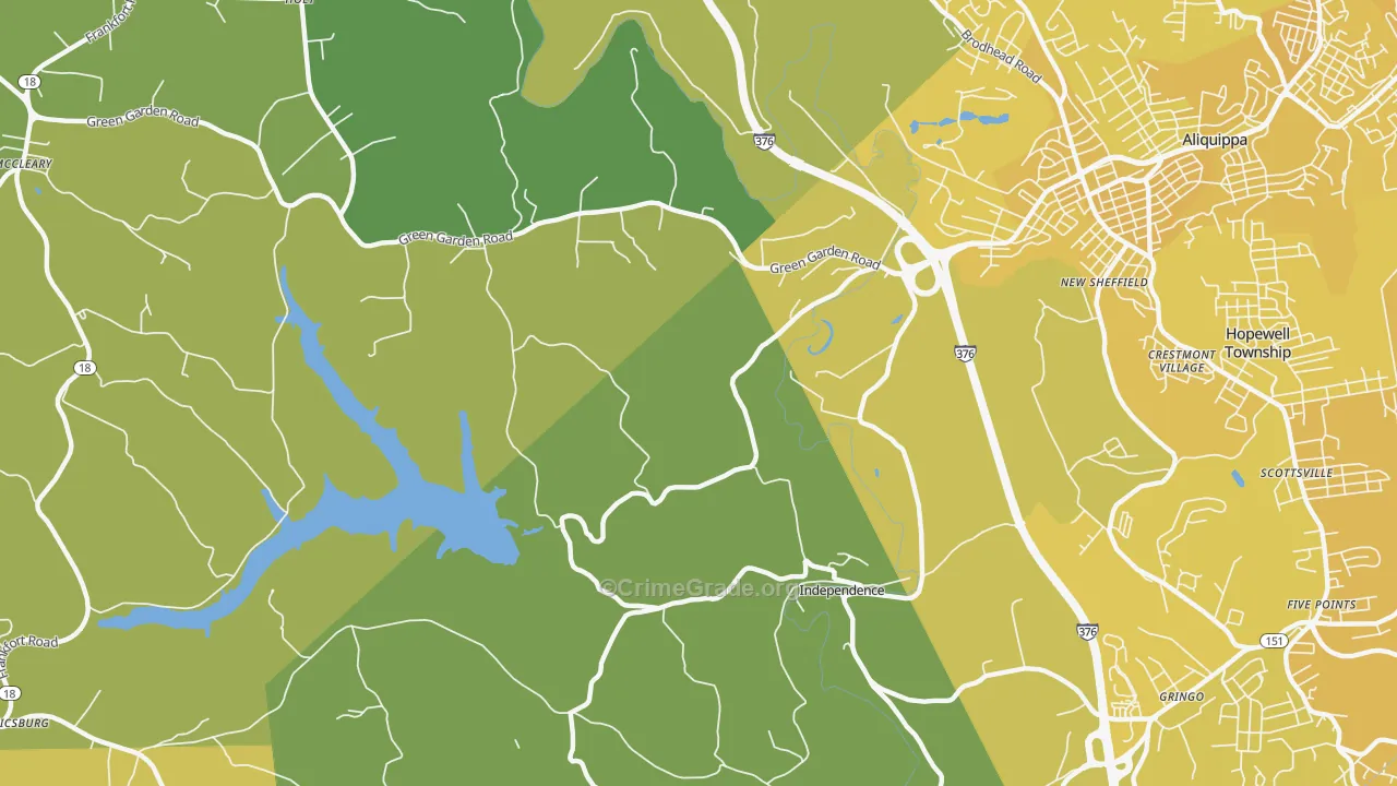 New Sheffield, PA Map of Vehicle Theft Rates