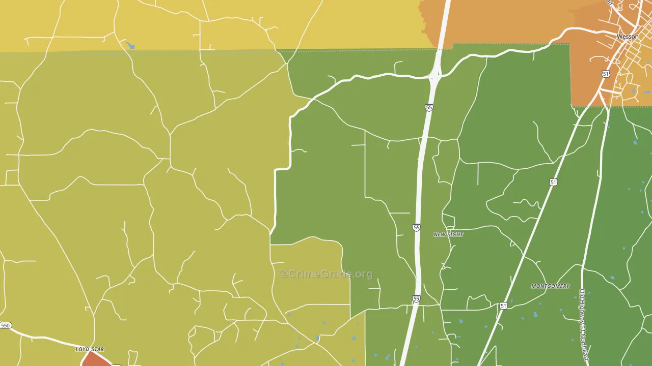 New Sight, MS Map of Vehicle Theft Rates