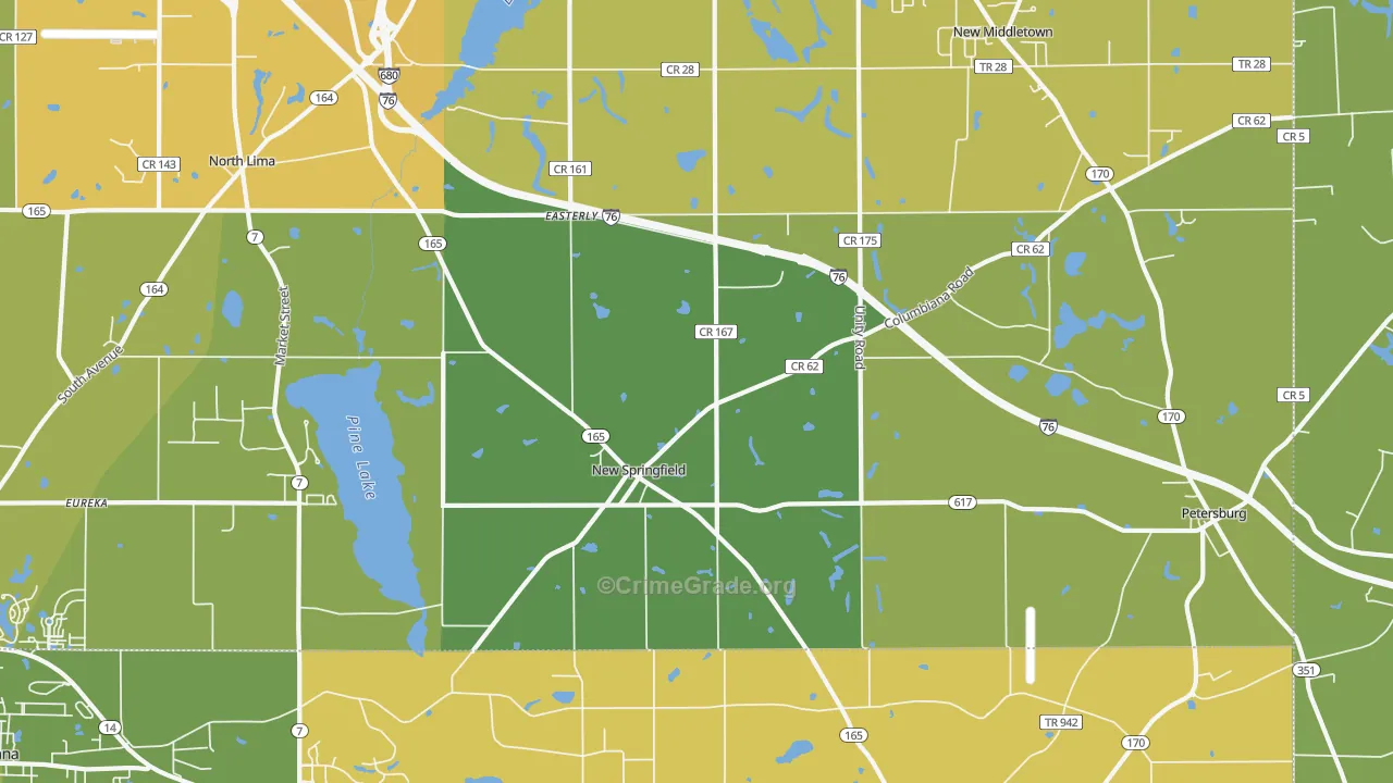 New Springfield, OH Map of Vehicle Theft Rates