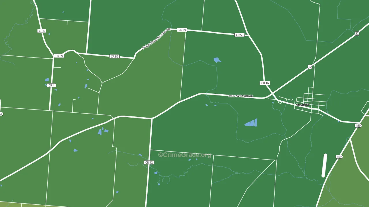 New Strasburg, OH Map of Vehicle Theft Rates
