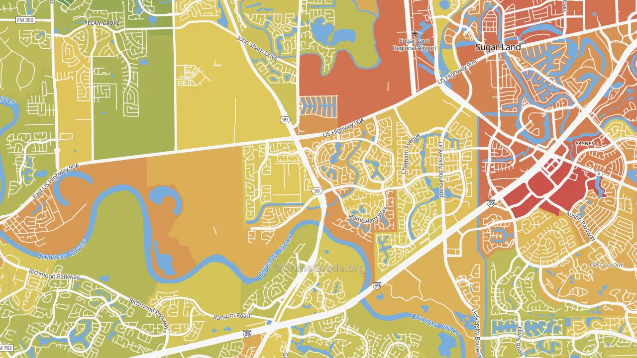 New Territory, TX Map of Vehicle Theft Rates