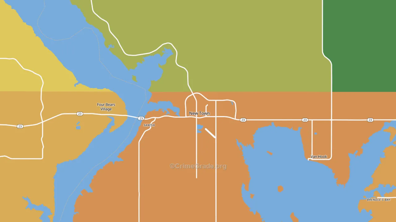 New Town, ND Map of Vehicle Theft Rates