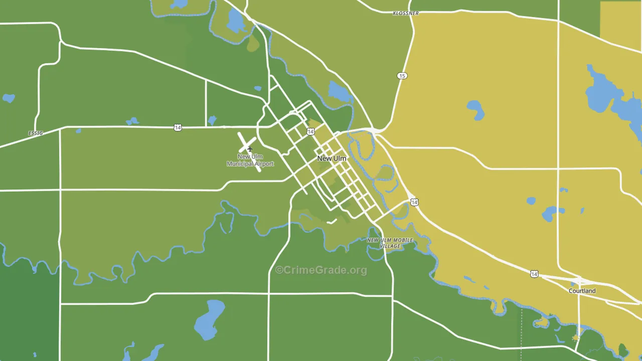 New Ulm, MN Map of Vehicle Theft Rates