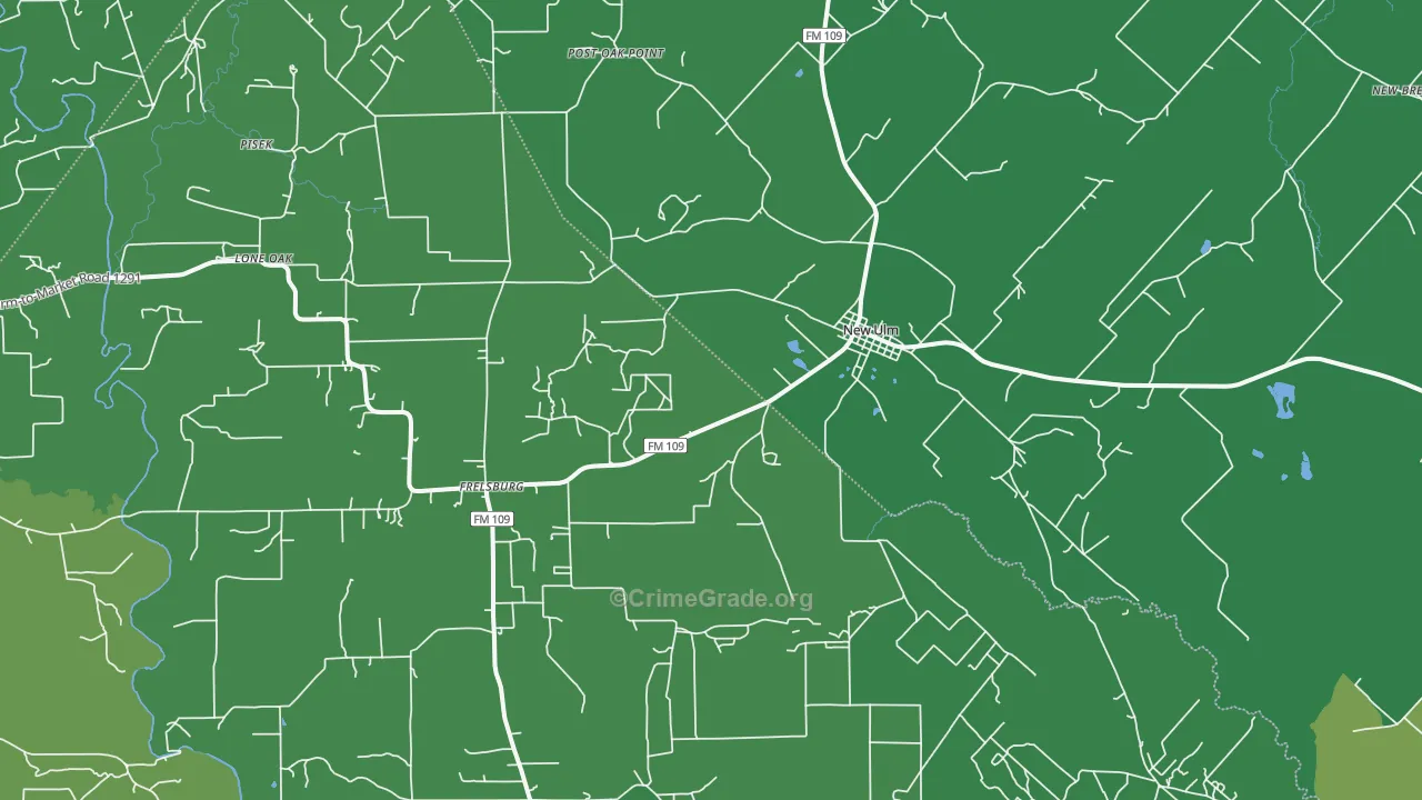 New Ulm, TX Map of Vehicle Theft Rates