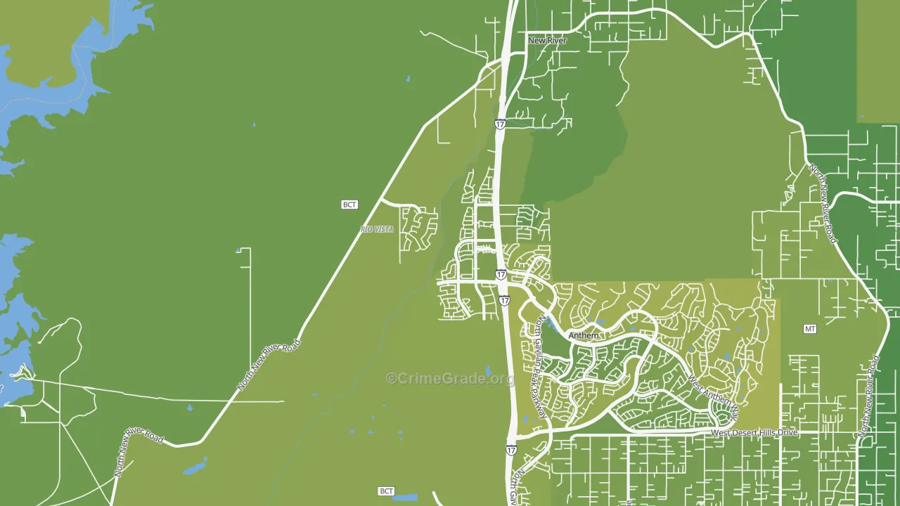 New Village, New River, AZ Map of Vehicle Theft Rates