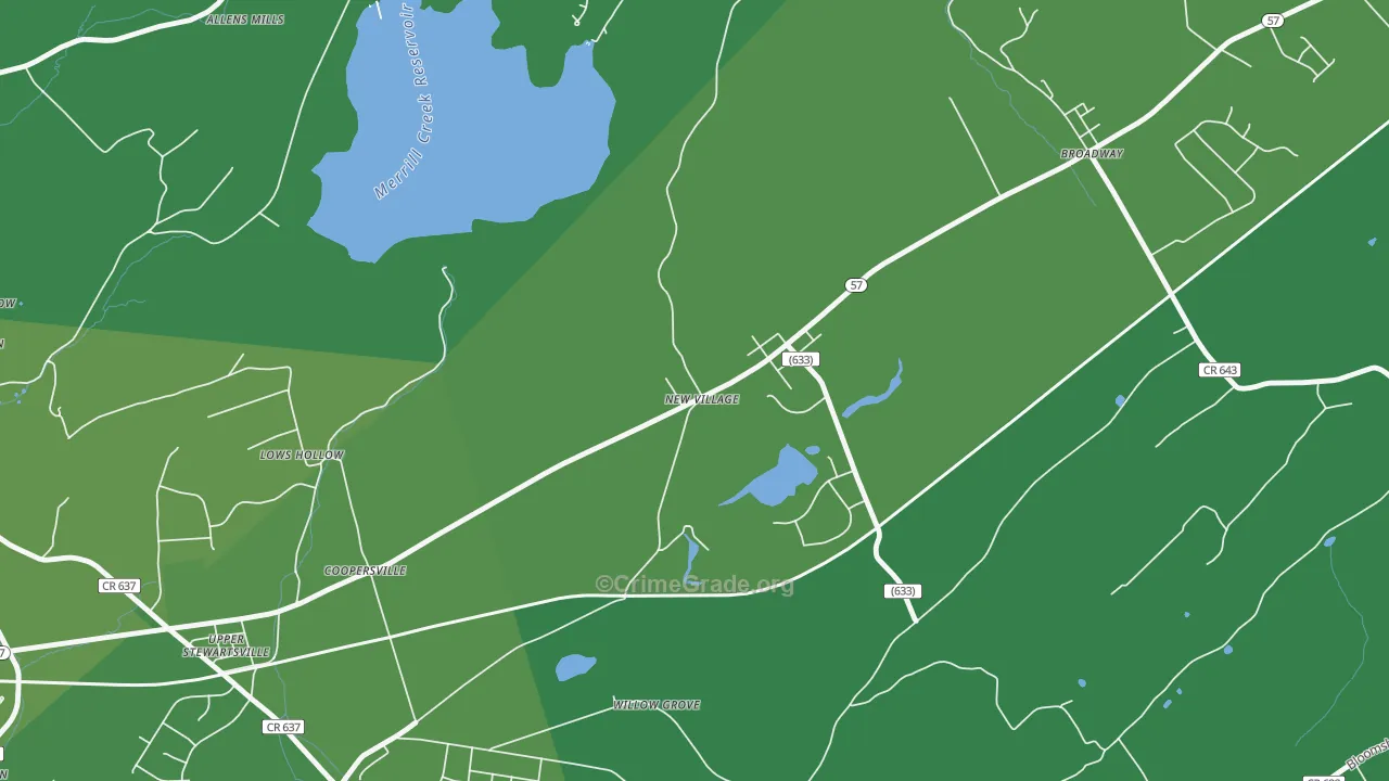 New Village, NJ Map of Vehicle Theft Rates