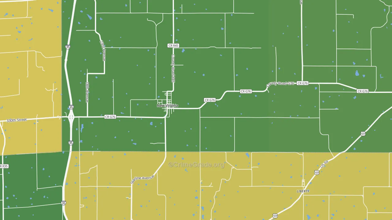 New Virginia, IA Map of Vehicle Theft Rates