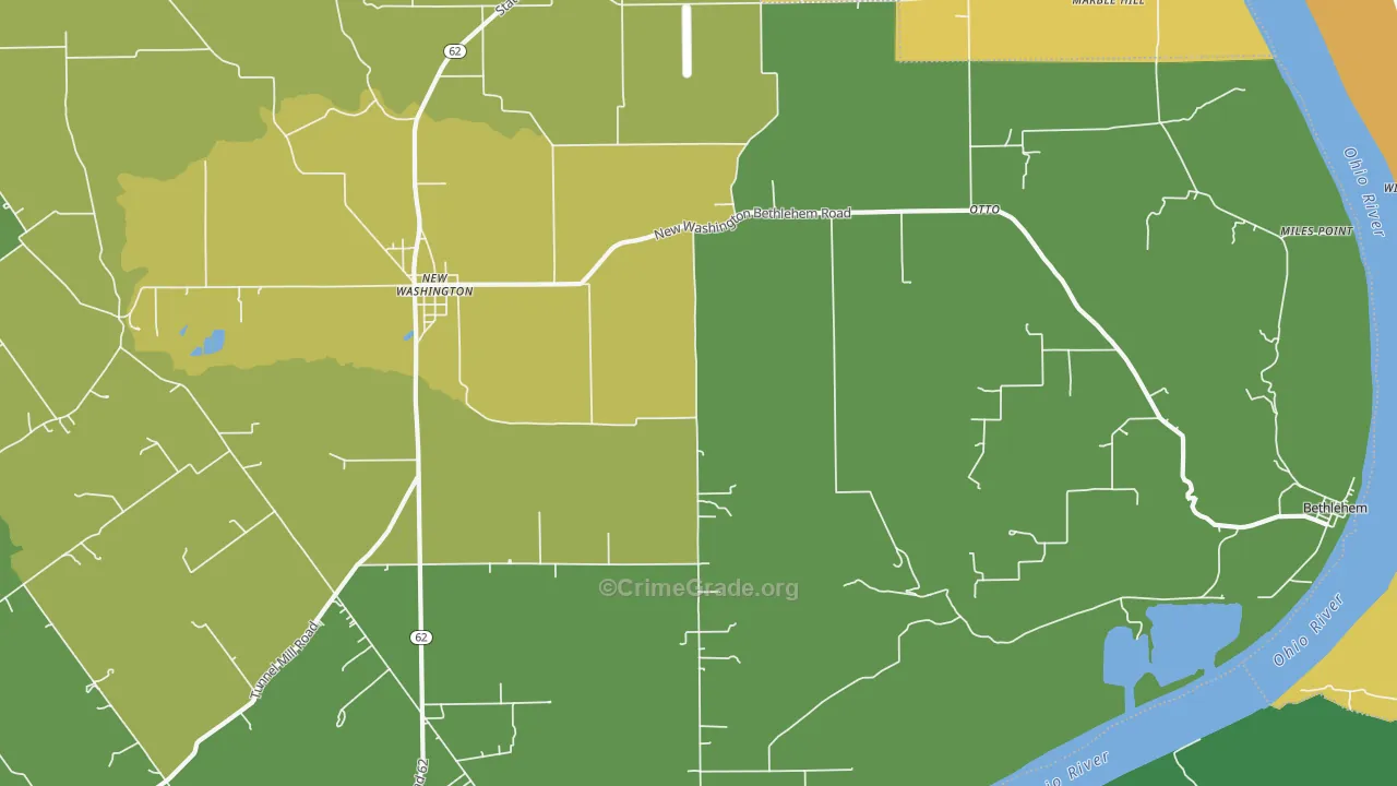 New Washington, IN Map of Vehicle Theft Rates