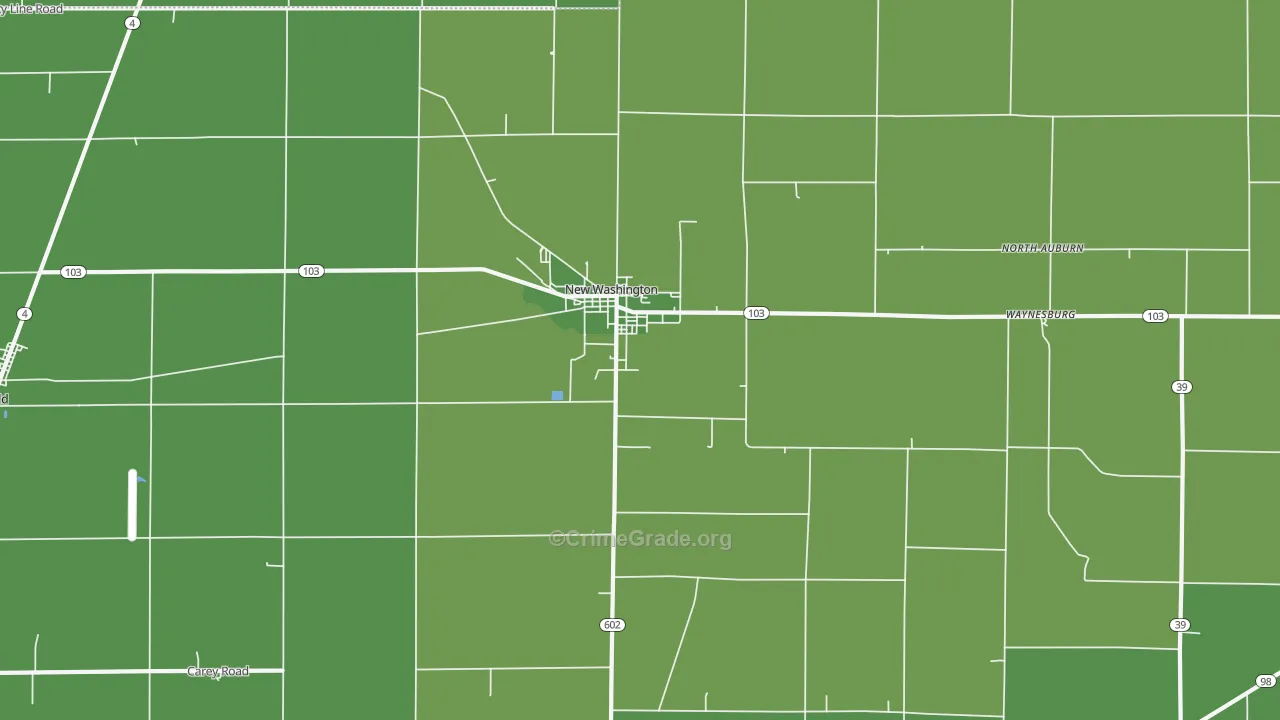 New Washington, OH Map of Vehicle Theft Rates