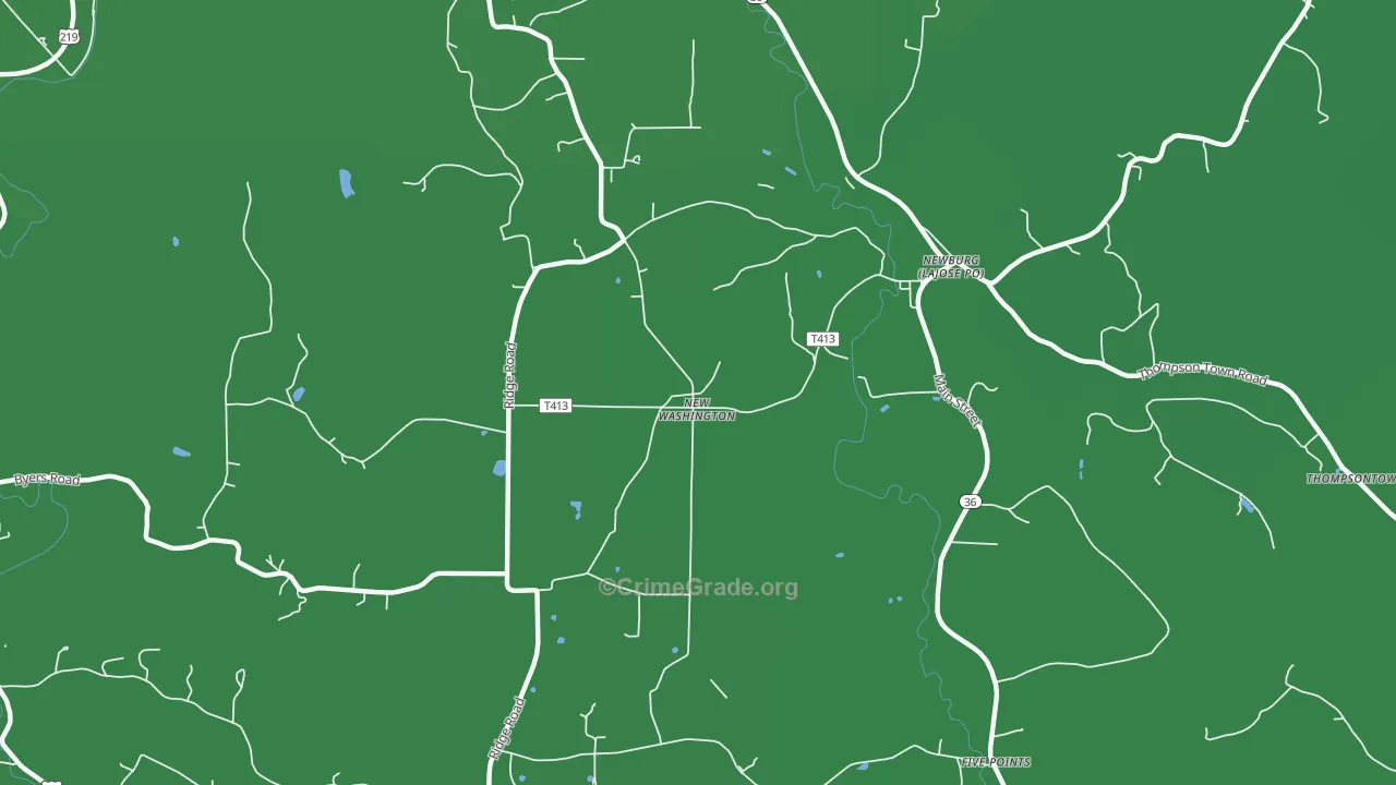 New Washington, PA Map of Vehicle Theft Rates