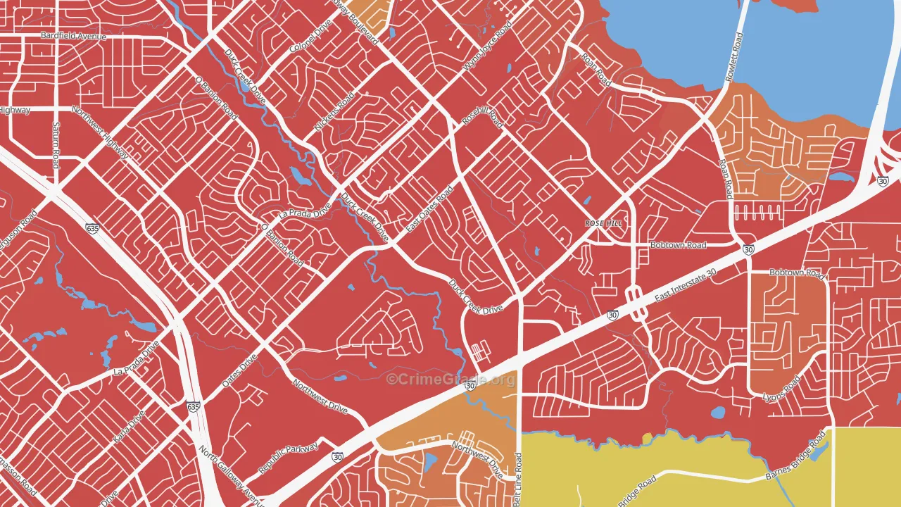 New West, Garland, TX Map of Vehicle Theft Rates