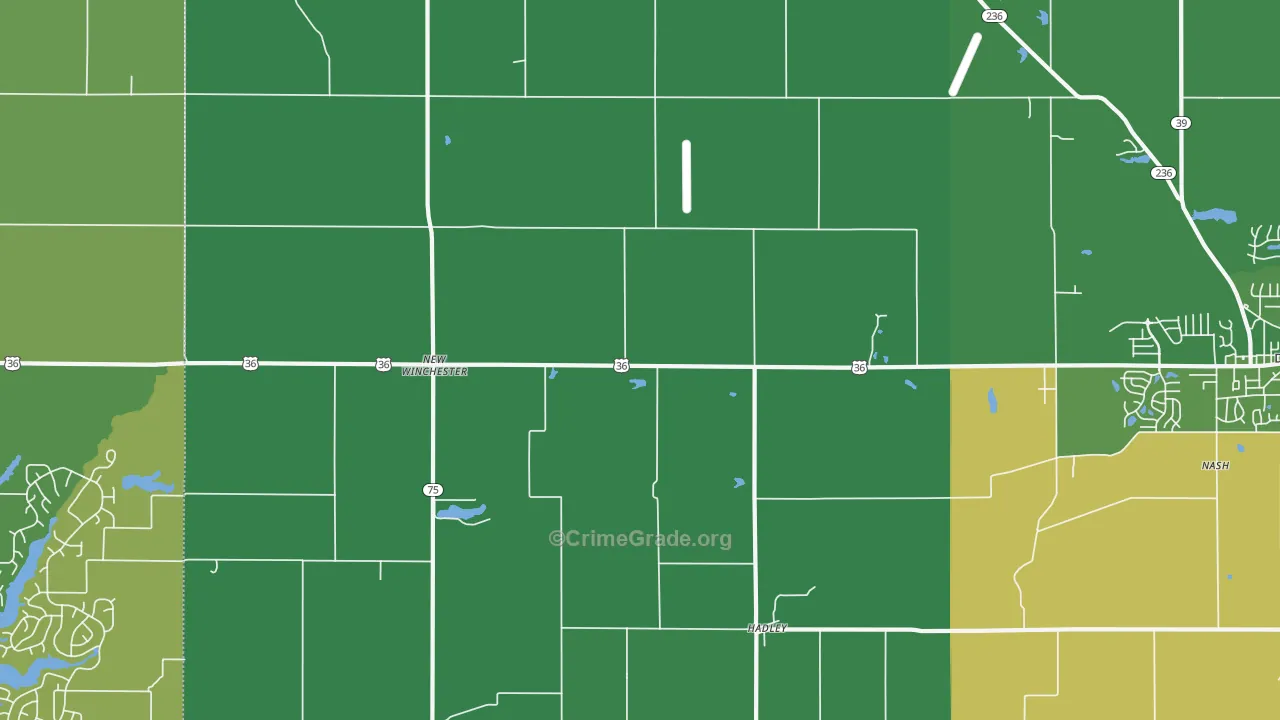 New Winchester, IN Map of Vehicle Theft Rates