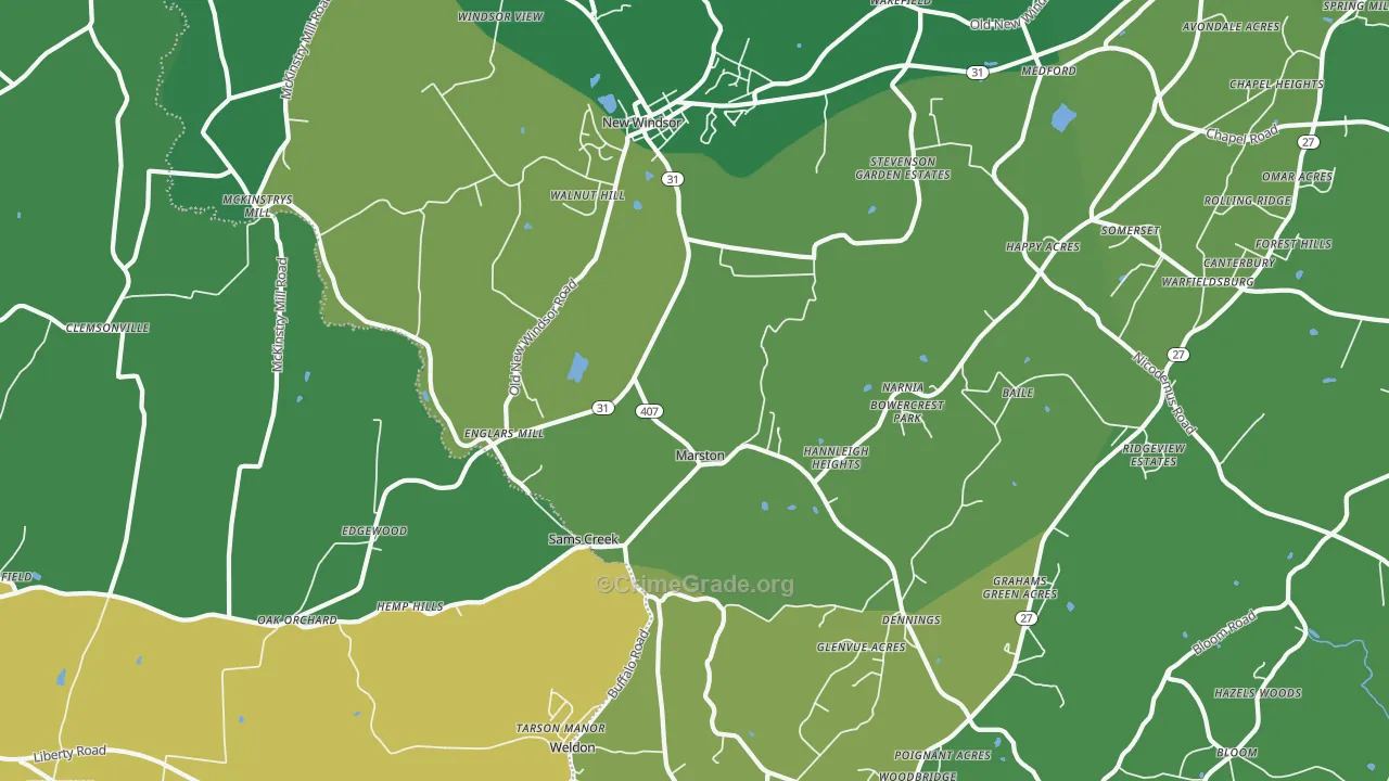 New Windsor, MD Map of Vehicle Theft Rates