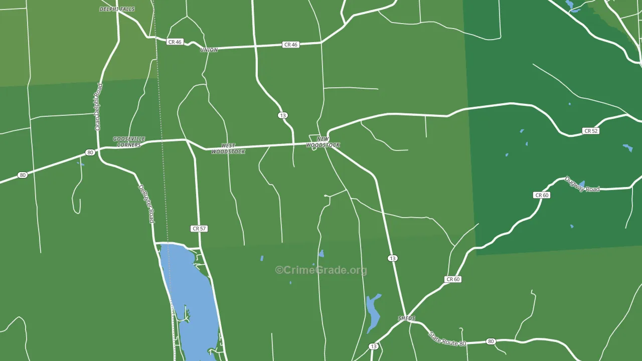New Woodstock, NY Map of Vehicle Theft Rates