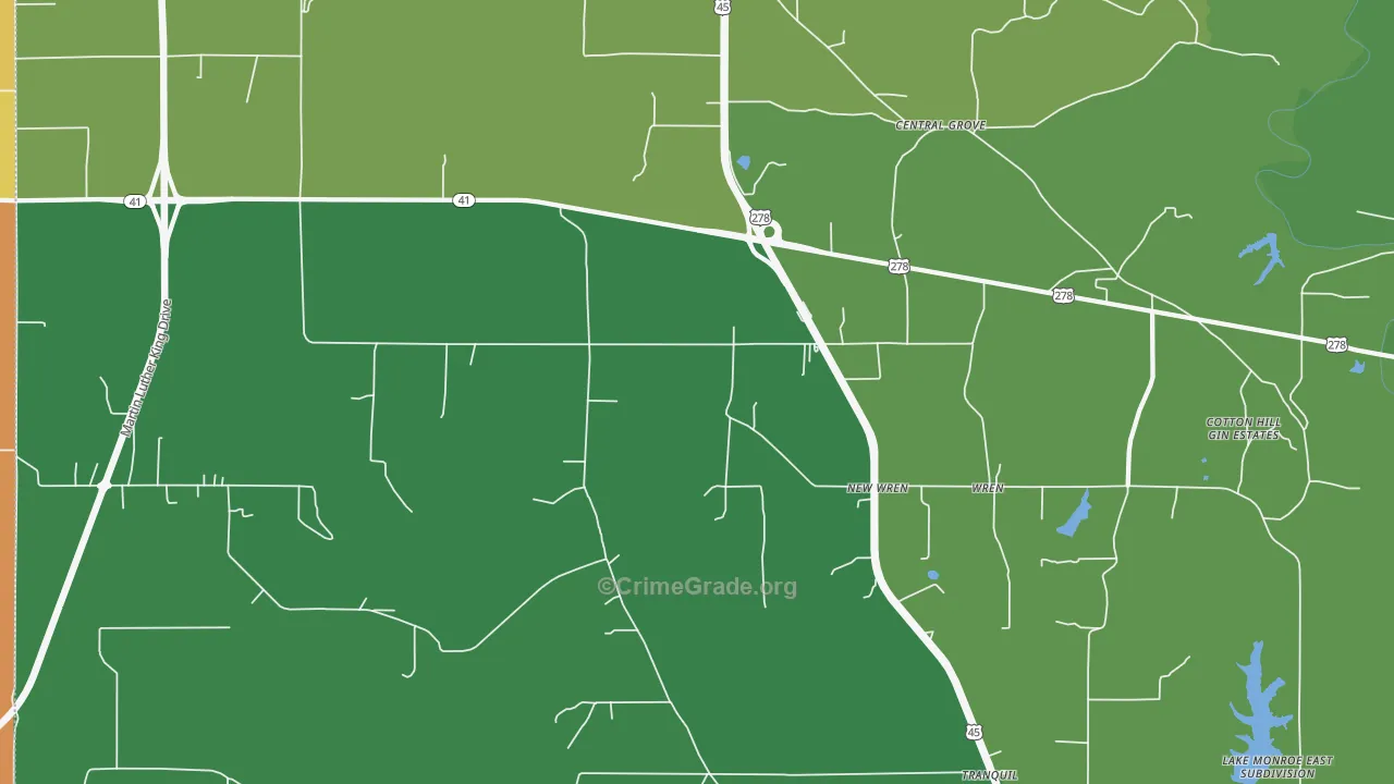 New Wren, MS Map of Vehicle Theft Rates