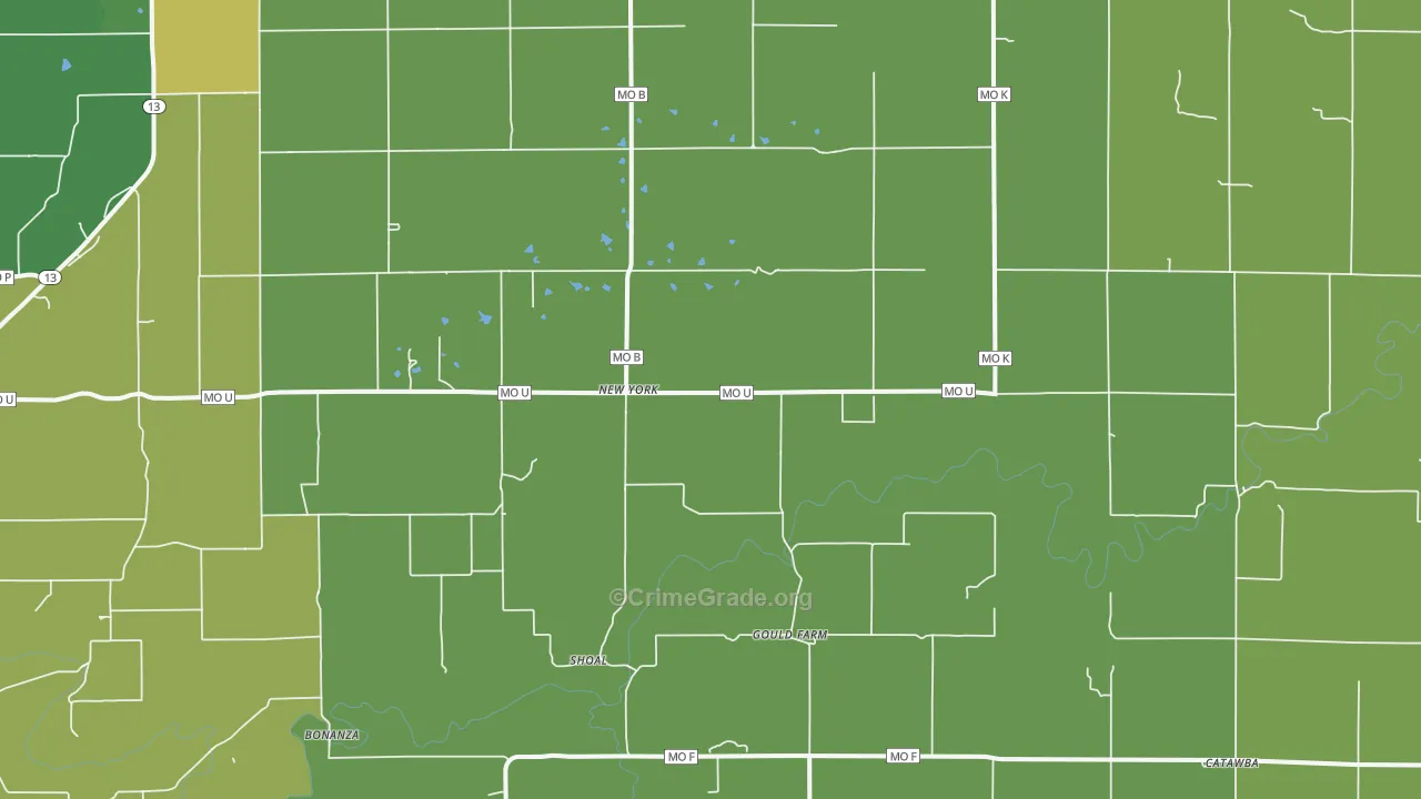 New York, MO Map of Vehicle Theft Rates