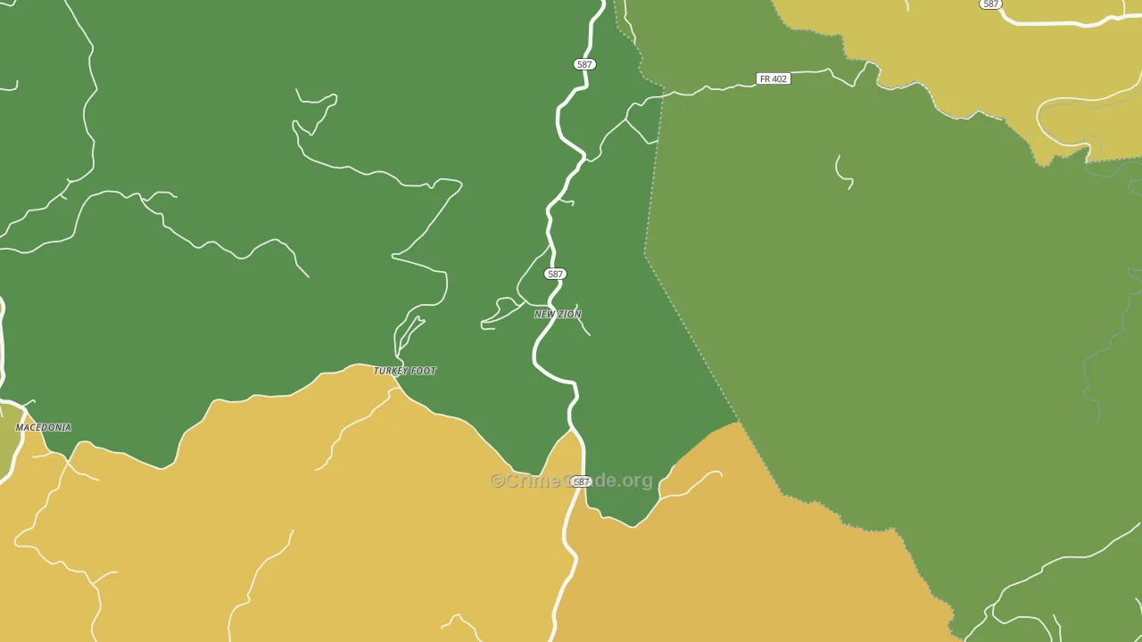 New Zion, KY Map of Vehicle Theft Rates