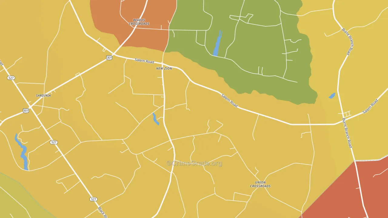 New Zion, SC Map of Vehicle Theft Rates