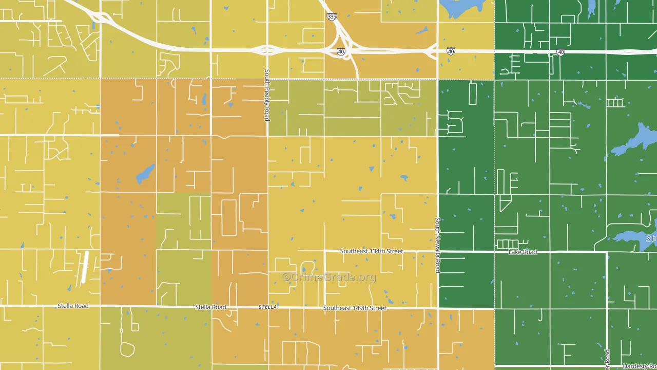 Newalla, OK Map of Vehicle Theft Rates