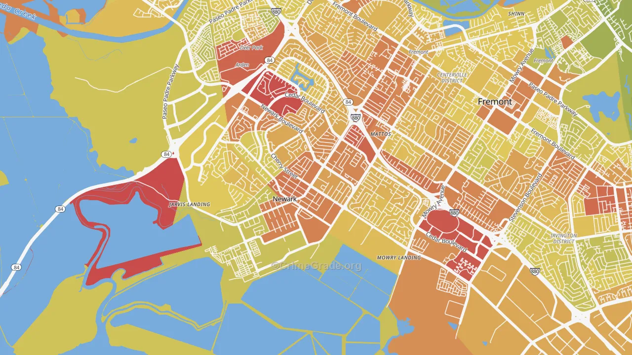 Newark, CA Map of Vehicle Theft Rates