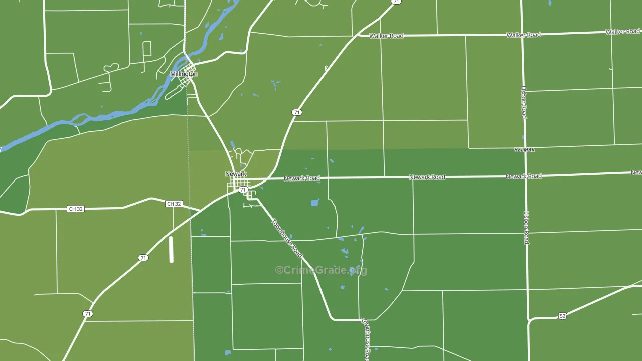 Newark, IL Map of Vehicle Theft Rates