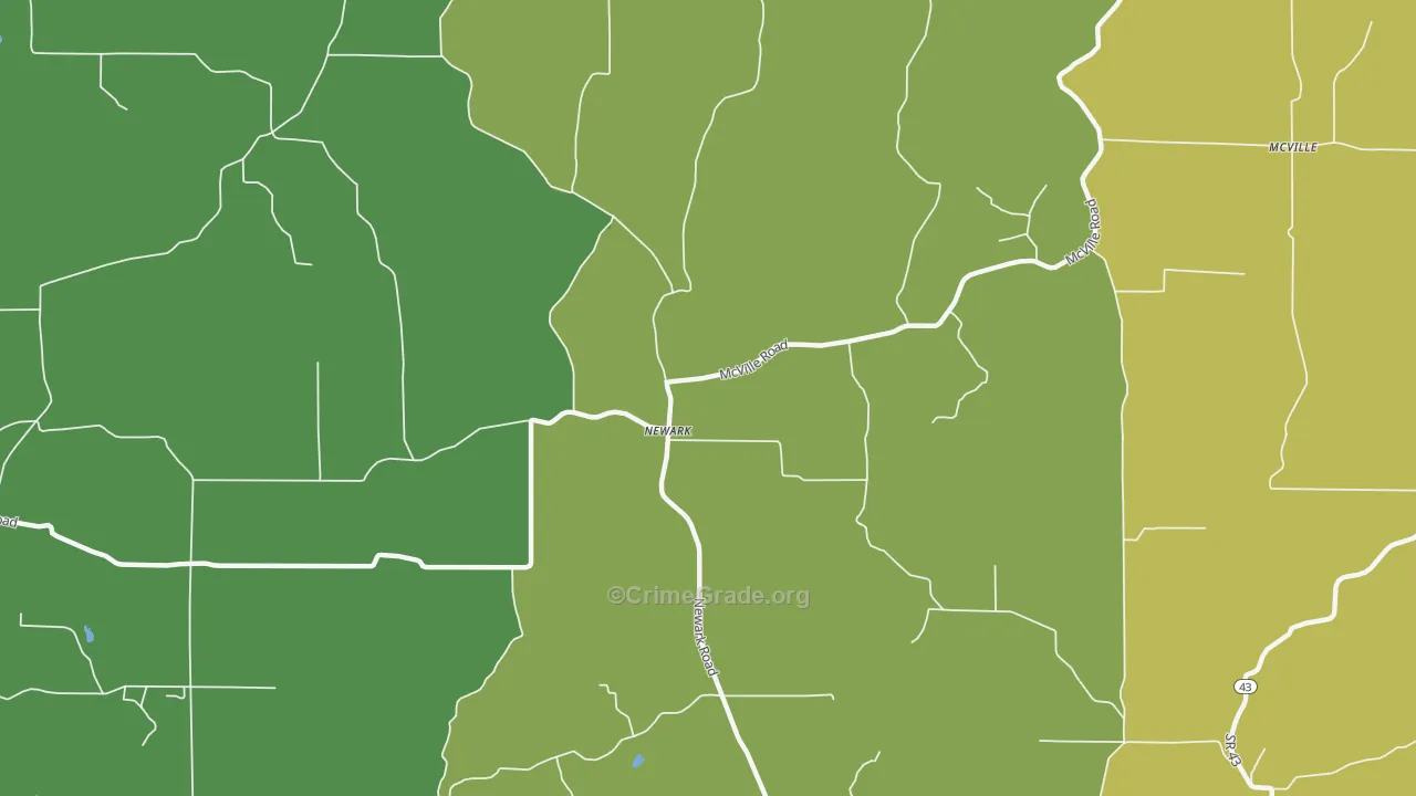 Newark, IN Map of Vehicle Theft Rates