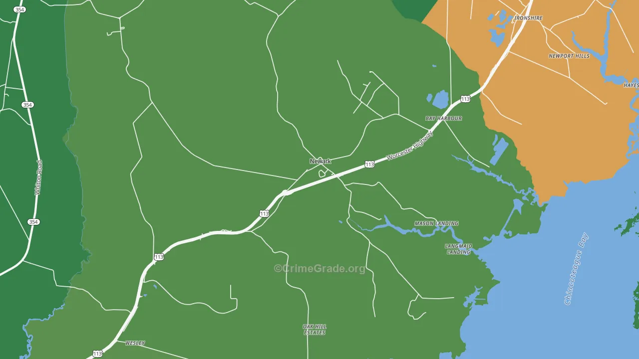 Newark, MD Map of Vehicle Theft Rates
