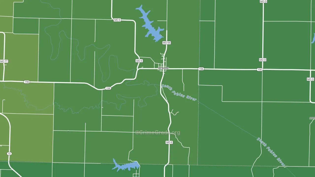 Newark, MO Map of Vehicle Theft Rates